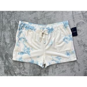 Lucky Brand NWT Tie‎ Dye Lounge Shorts Medium Blue White Comfy Stretchy Waist